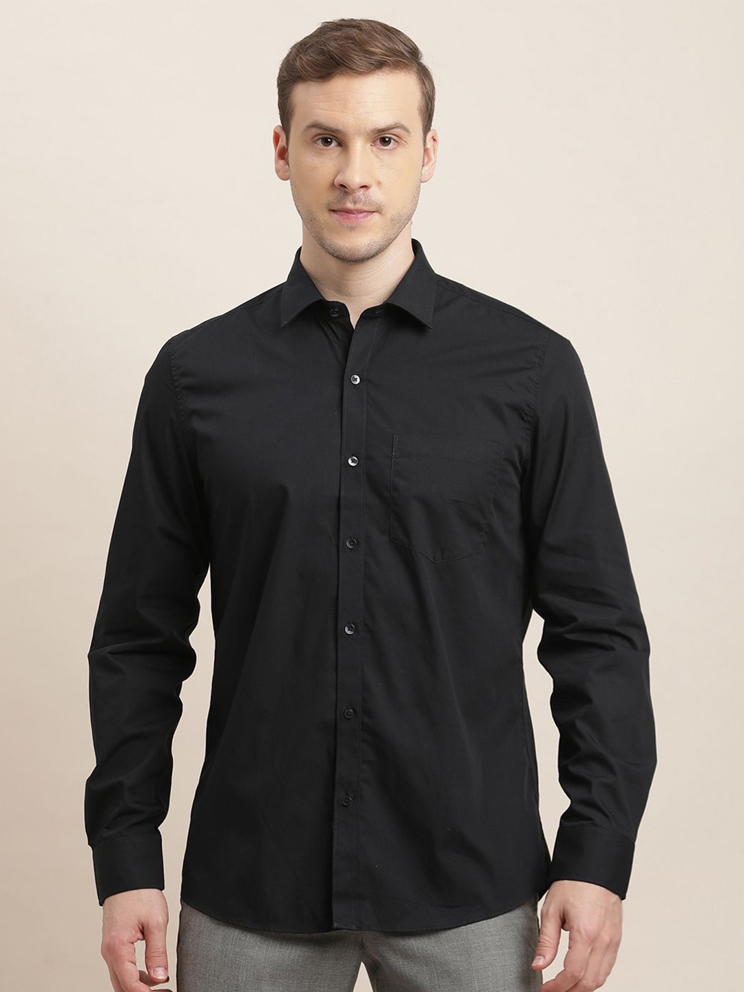 

Turtle Men Classic Slim Fit Opaque Formal Shirt, Black