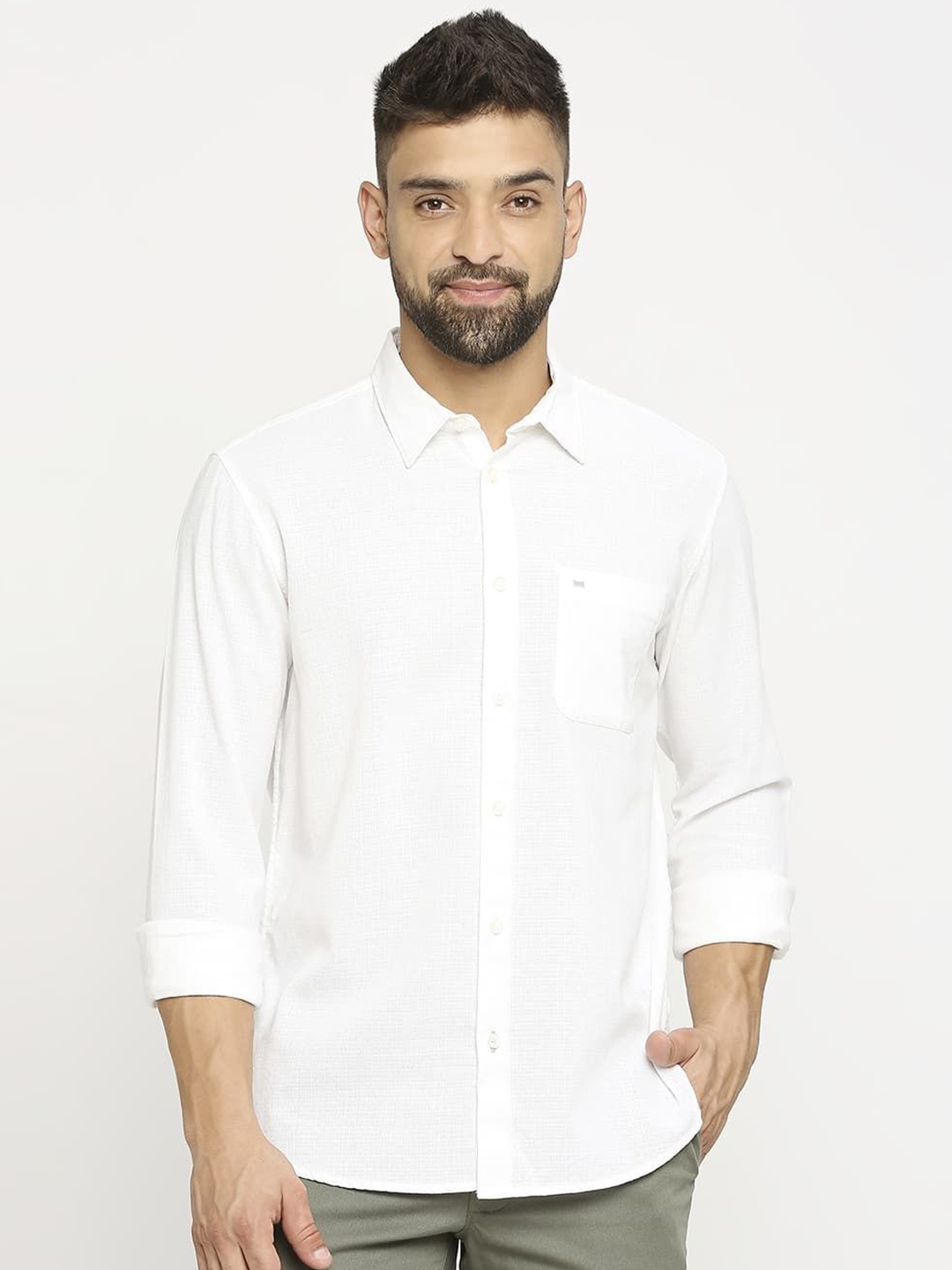 

Basics Men Slim Fit Opaque Casual Shirt, White