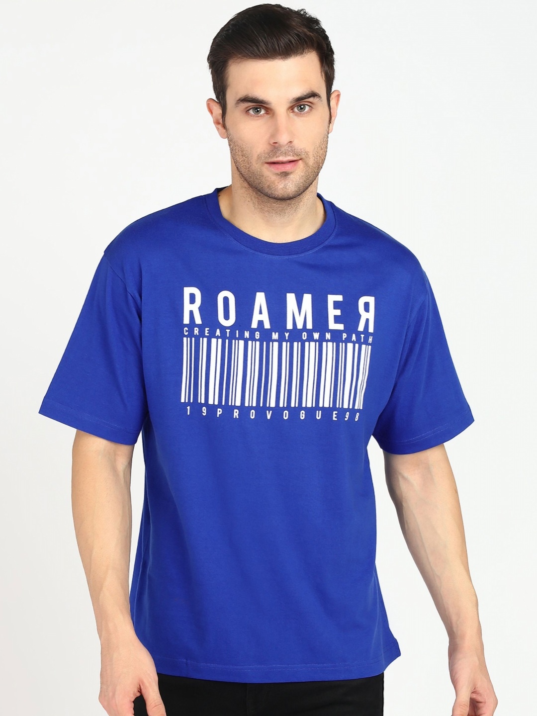 

Provogue Men Typography Printed Boxy T-shirt, Blue