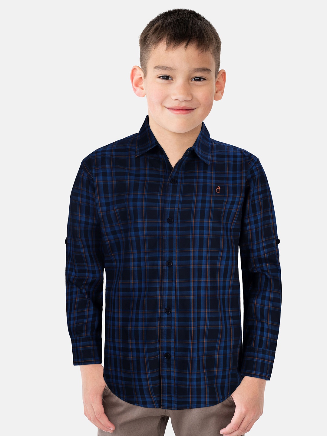 

Gini and Jony Boys Standard Tartan Checks Opaque Checked Casual Shirt, Blue