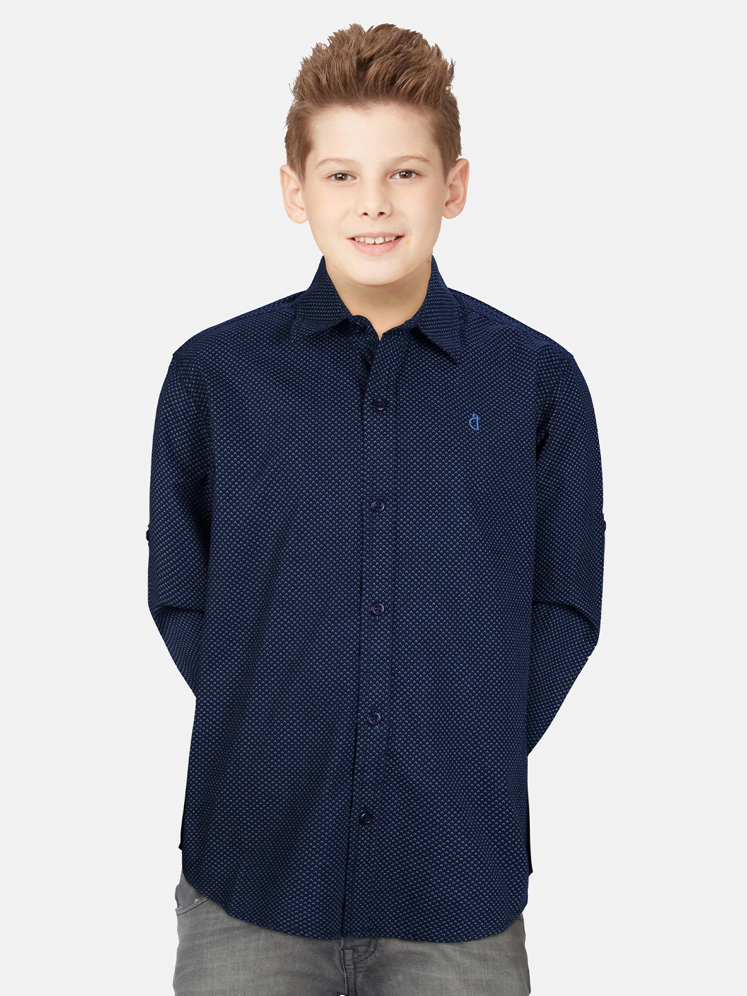 

Gini and Jony Boys Standard Opaque Printed Casual Shirt, Navy blue