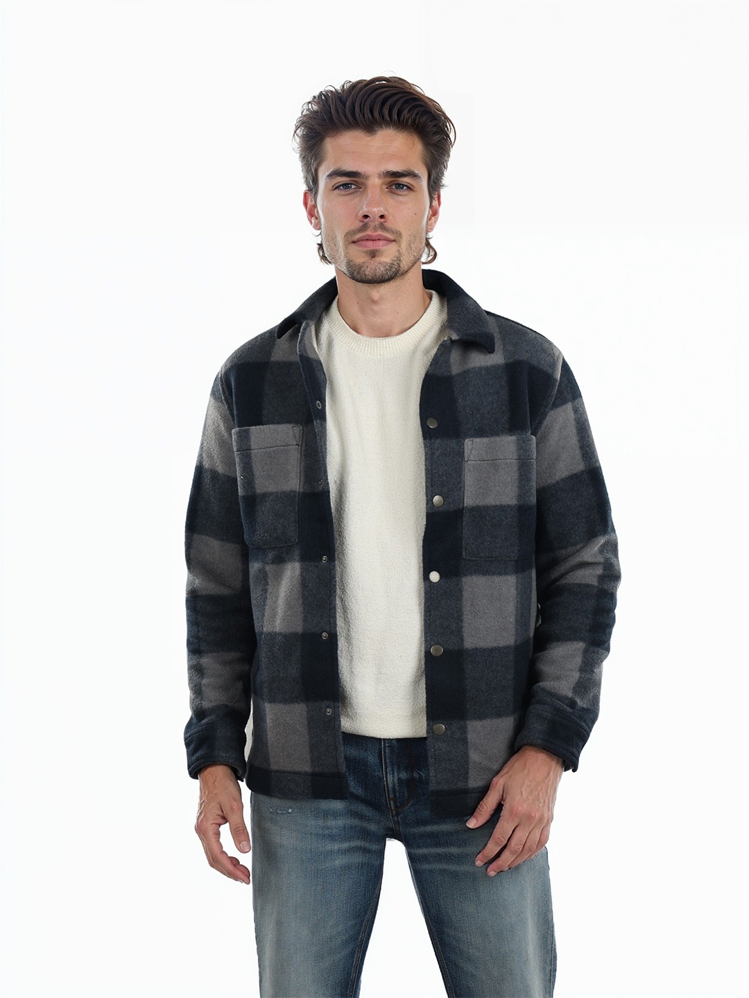 

Celio Men Classic Opaque Checked Casual Shirt, Navy blue
