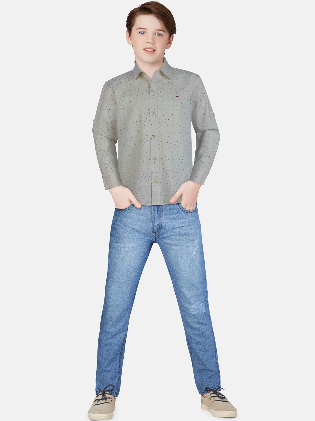 

Palm Tree Boys Standard Opaque Printed Casual Shirt, Off white