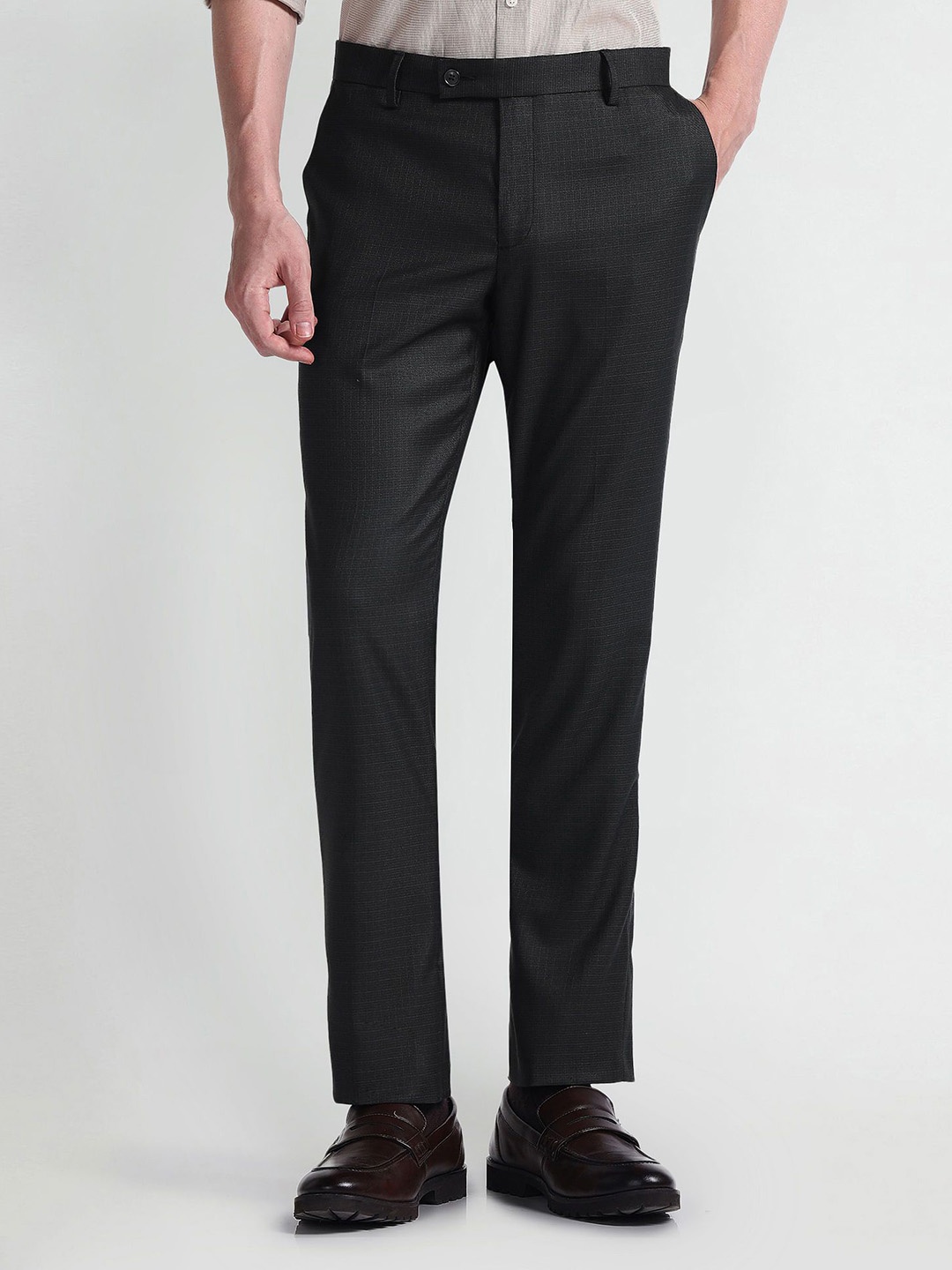 

Arrow Men Checked Mid-Rise Formal Trousers, Blue