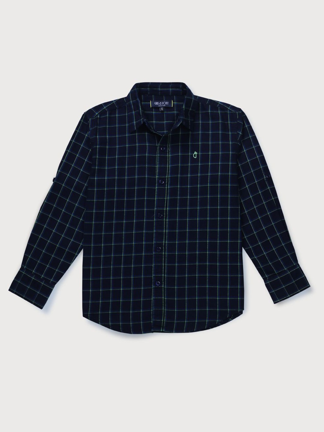 

Gini and Jony Boys Standard Opaque Checked Casual Shirt, Navy blue