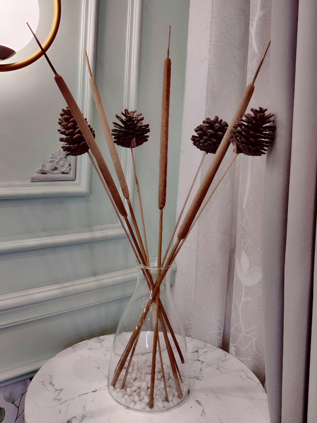

Myntra Elegant Homes Camel Brown 1 Bunch Carnation Pine Artificial Flower