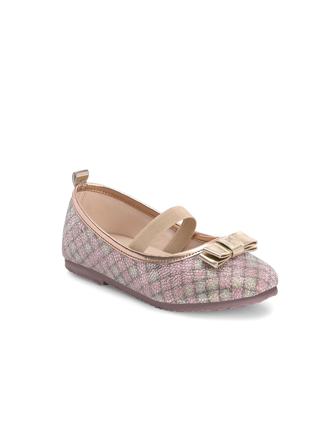 

TUSKEY Girls Printed Slip-On Ballerinas, Gold