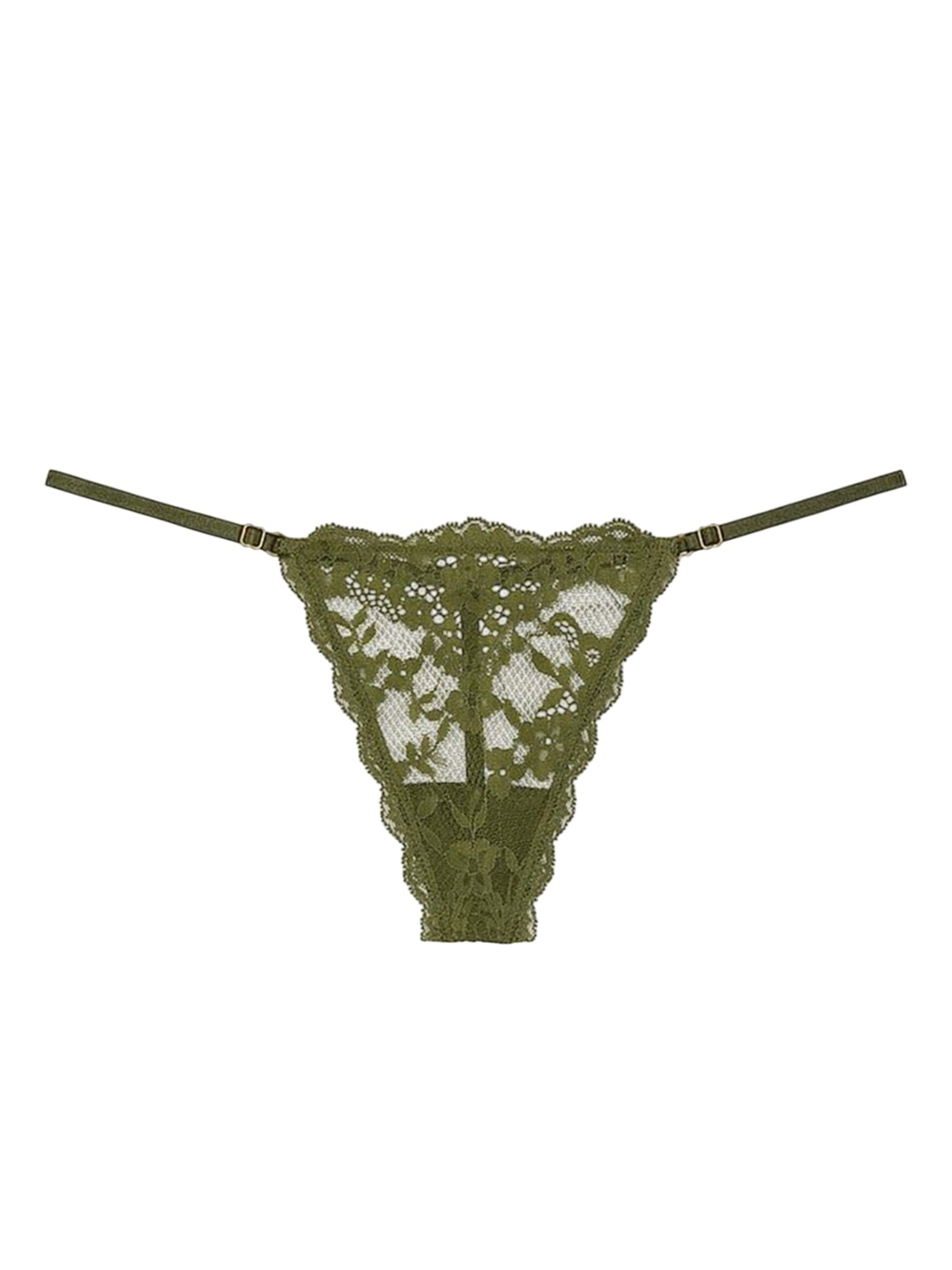 

Victoria's Secret Dream Angels Lace Women Adjustable V-String Bikini Brief, Olive