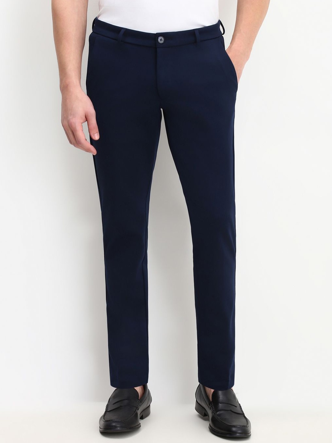 

Allen Solly Men Mid-Rise Regular Fit Trousers, Navy blue