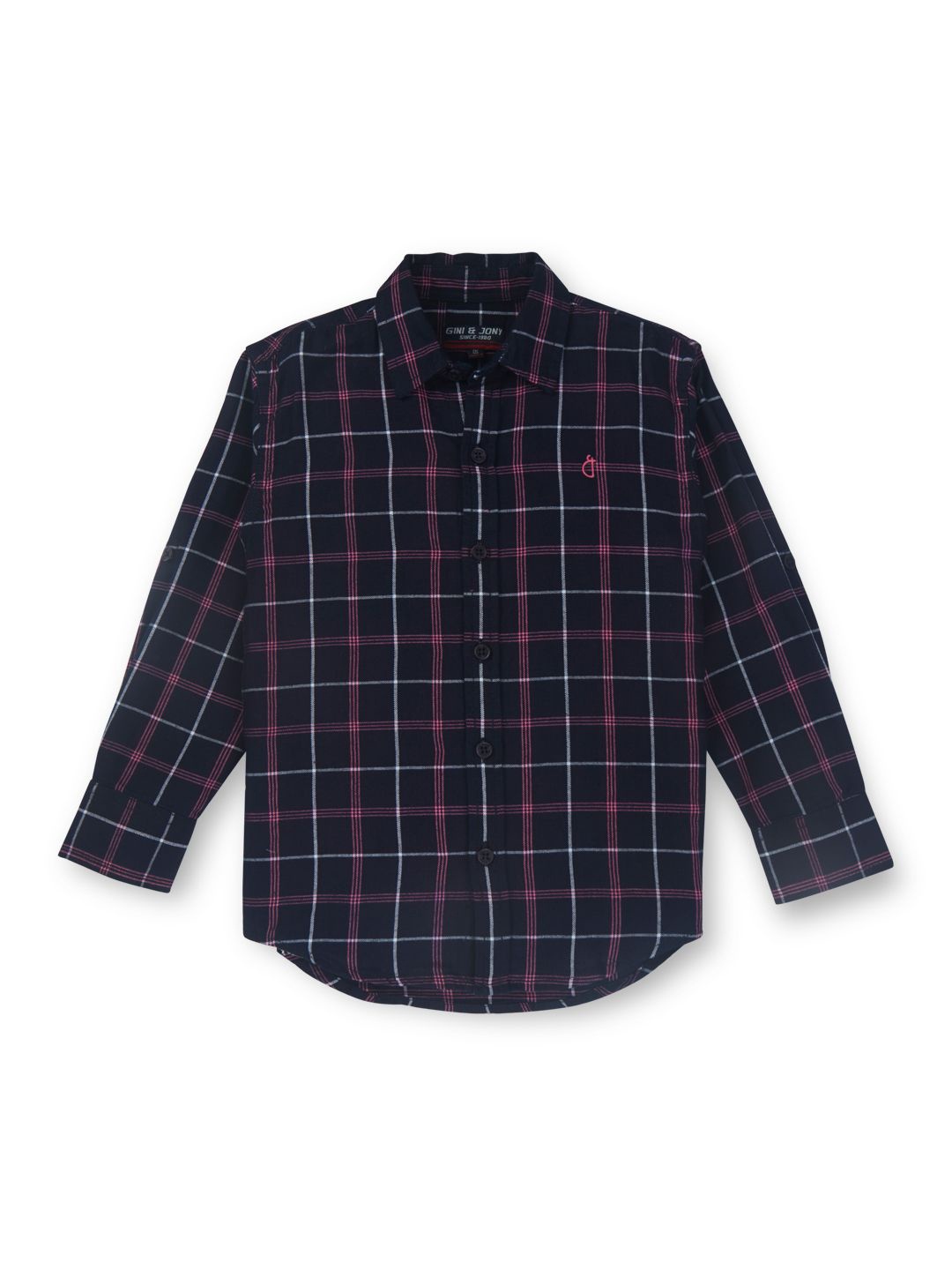 

Gini and Jony Boys Standard Opaque Checked Casual Shirt, Navy blue