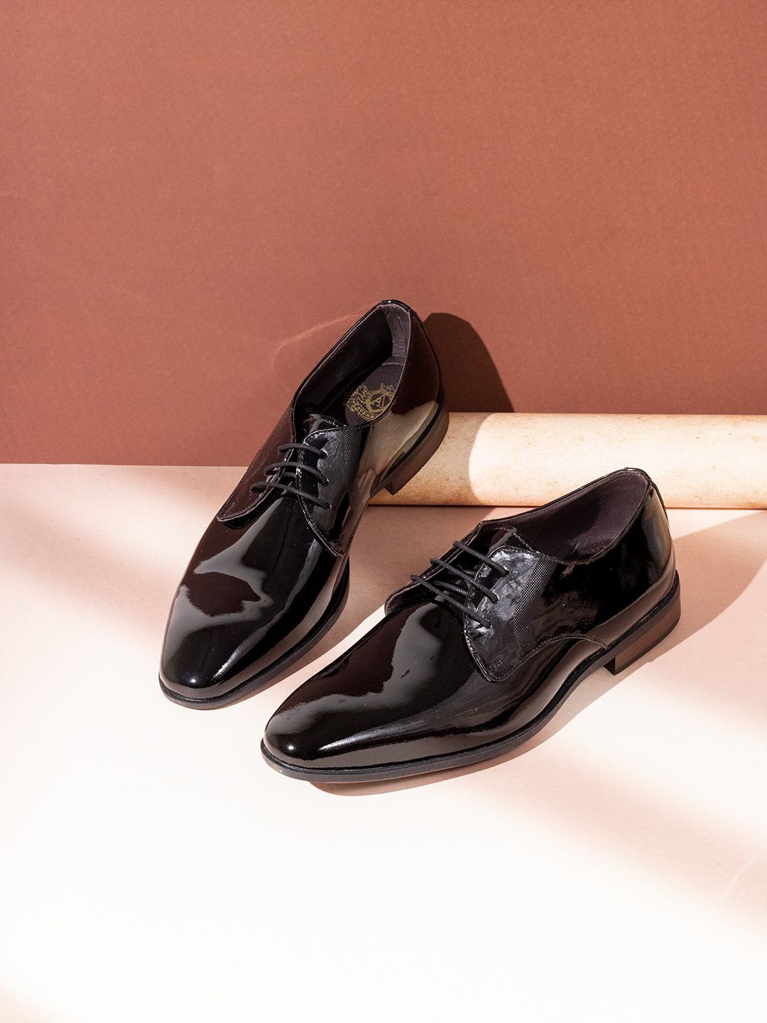

ATESBER by Inc.5 Men Leather Round Toe Formal Derby Shoes, Black