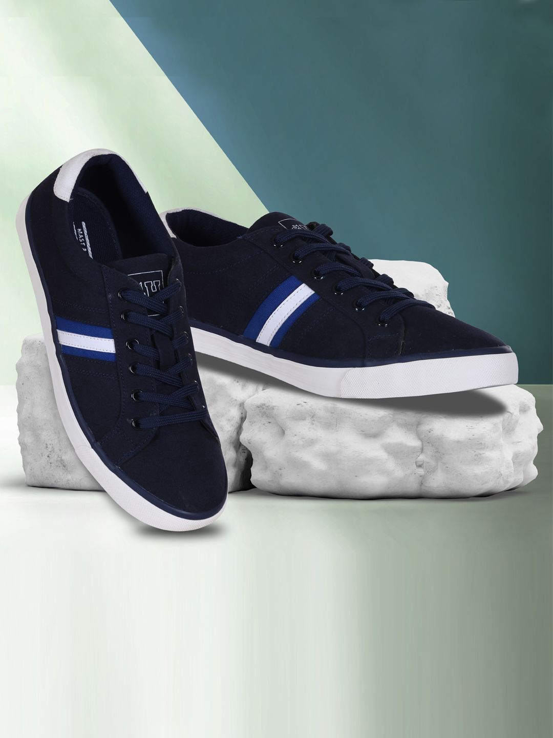 

Mast & Harbour Men Striped Lace-Ups Everyday Sneakers, Navy blue