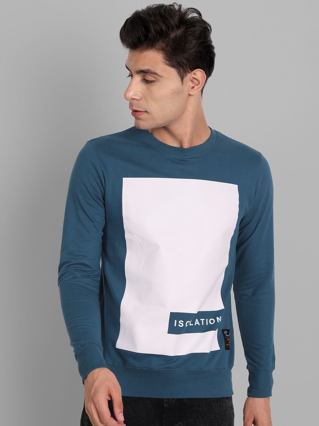 

TOMHIDDLE Men Printed Pure Cotton Pullover Sweatshirt, Blue