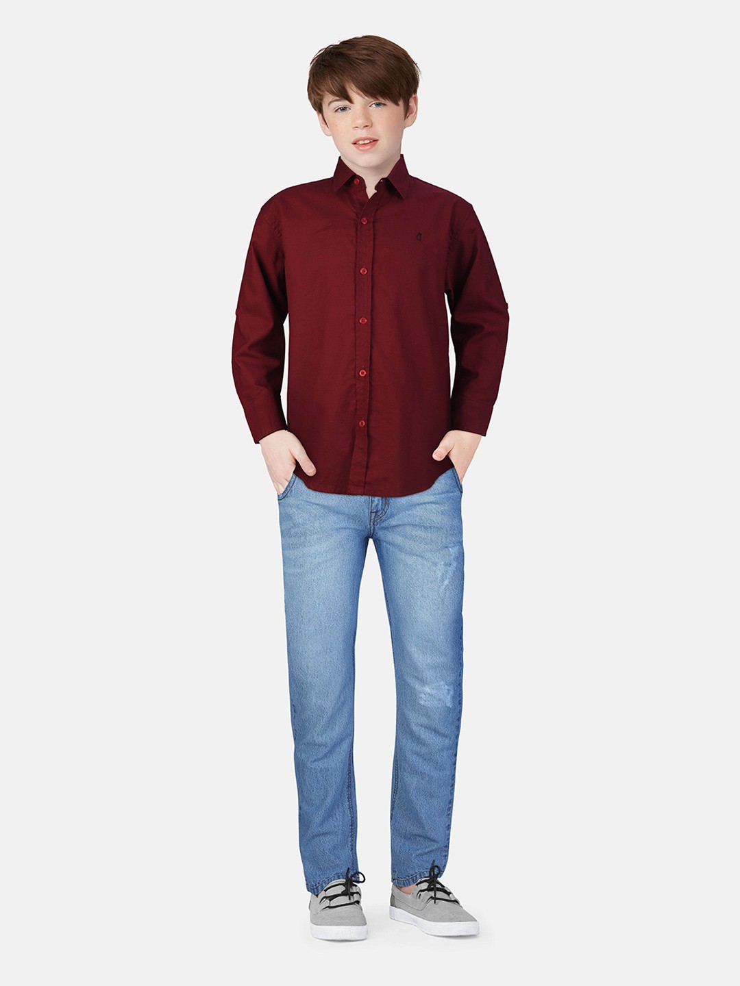 

Gini and Jony Boys Standard Opaque Casual Shirt, Maroon