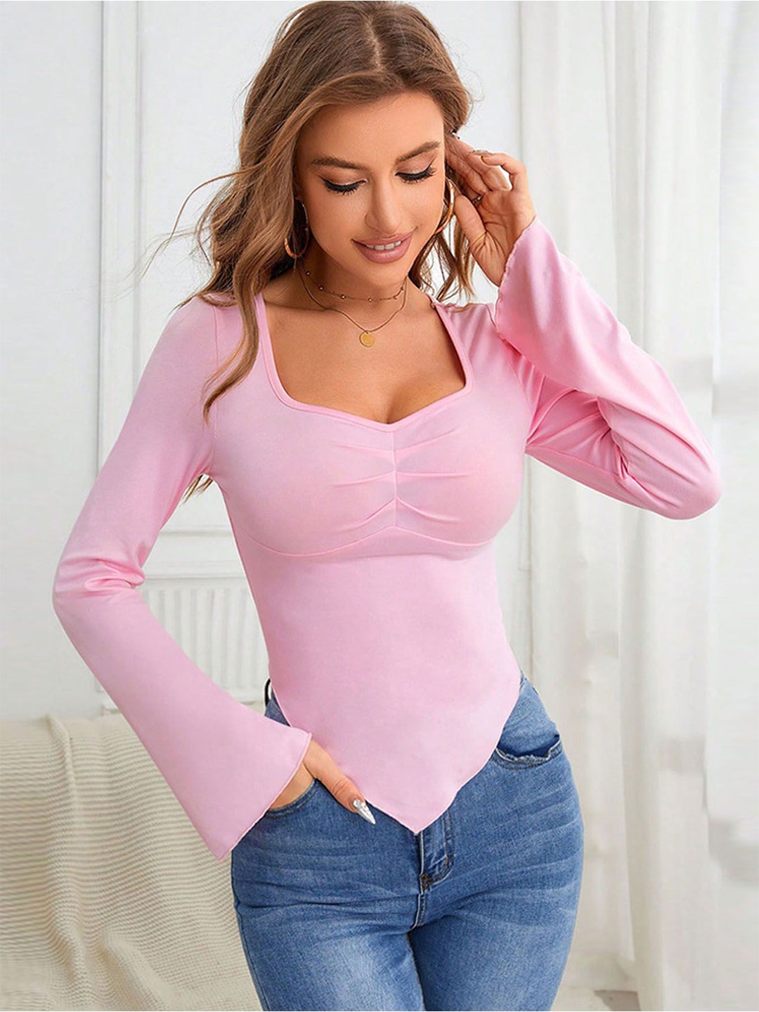 

StyleCast Women Sweetheart Neck Top, Pink