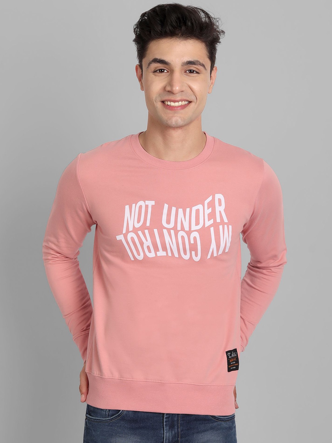 

TOMHIDDLE Men Typography Printed Cotton Sweatshirt, Pink