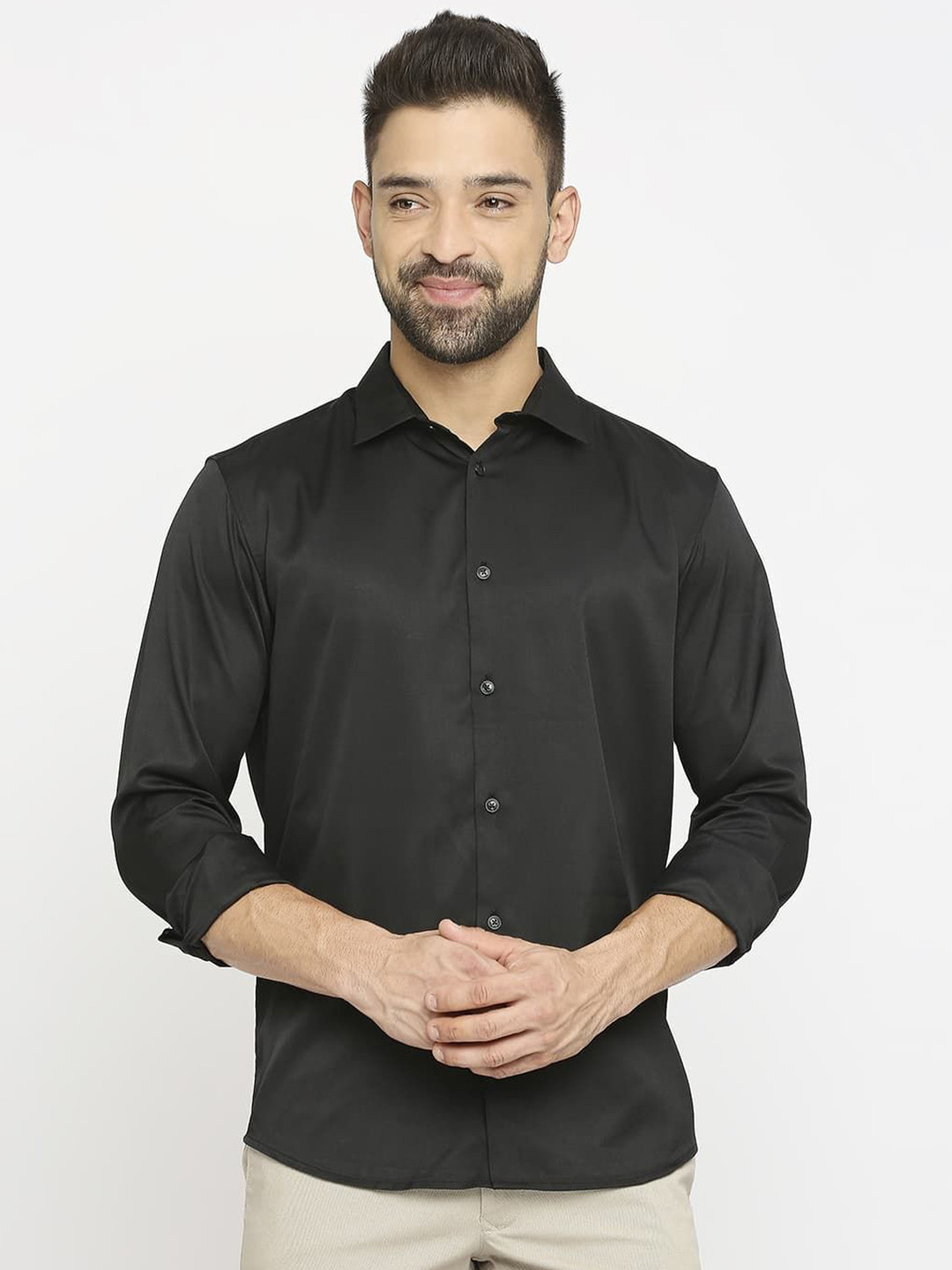 

Basics Men Slim Fit Opaque Casual Shirt, Black