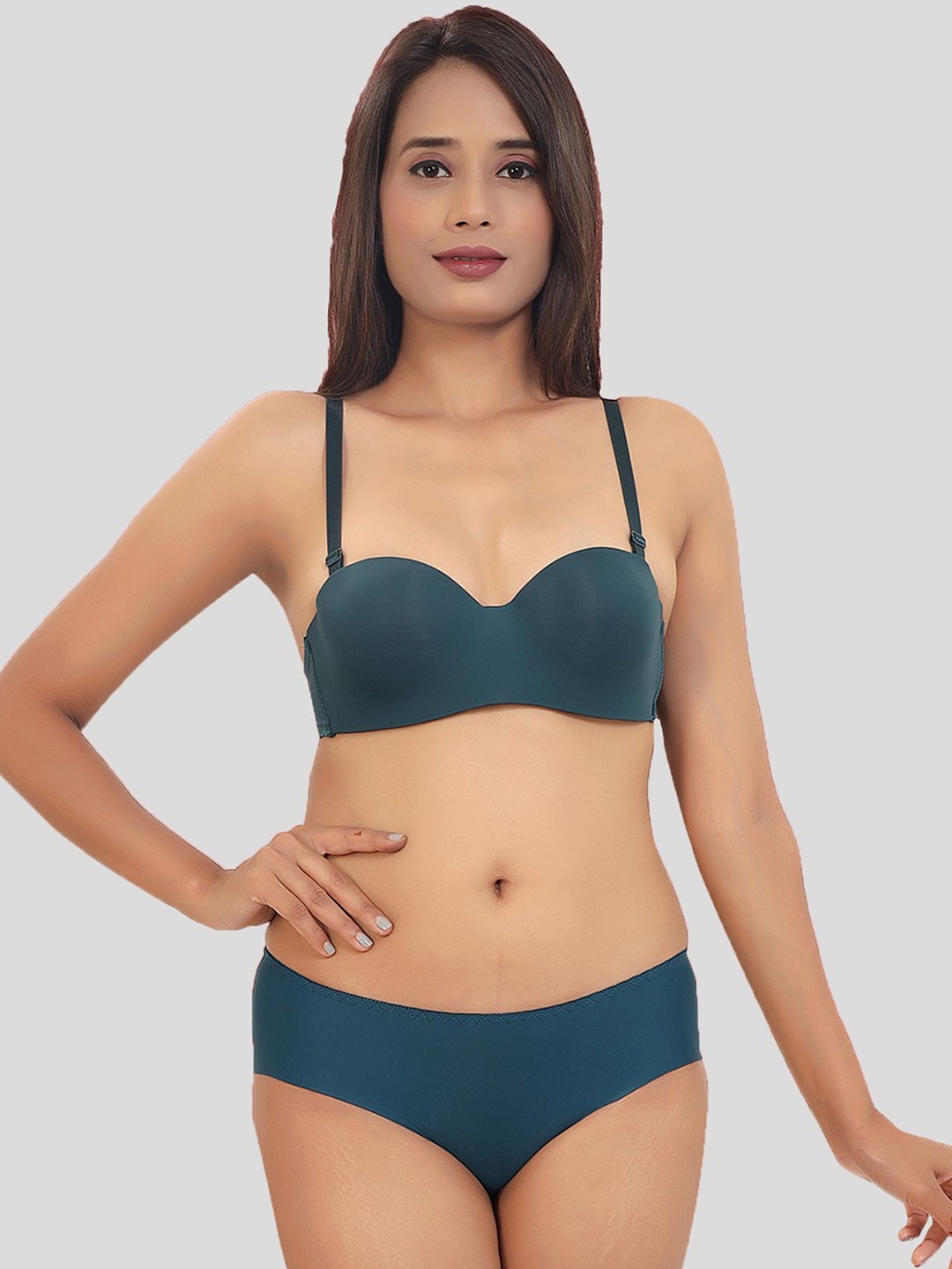 

QIDREZY Women Underwired Push-Up Lingerie Set, Green