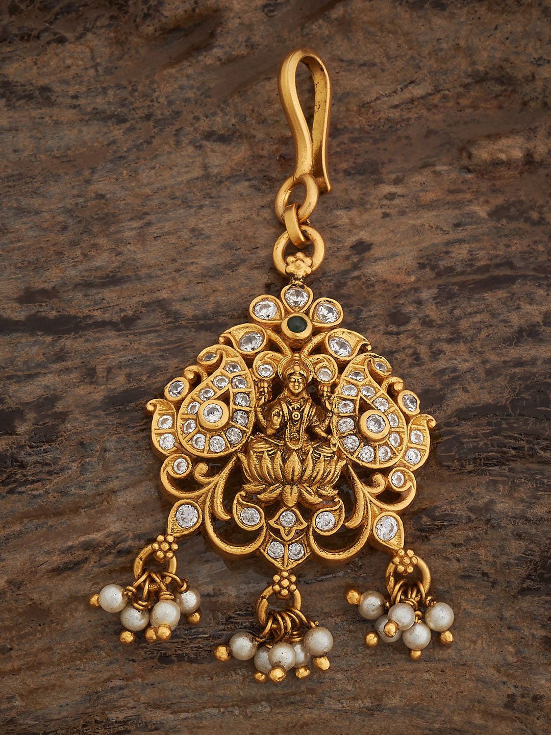 

Kushal's Fashion Jewellery Gold-Plated Stone Studded and Beaded Maang Tikka