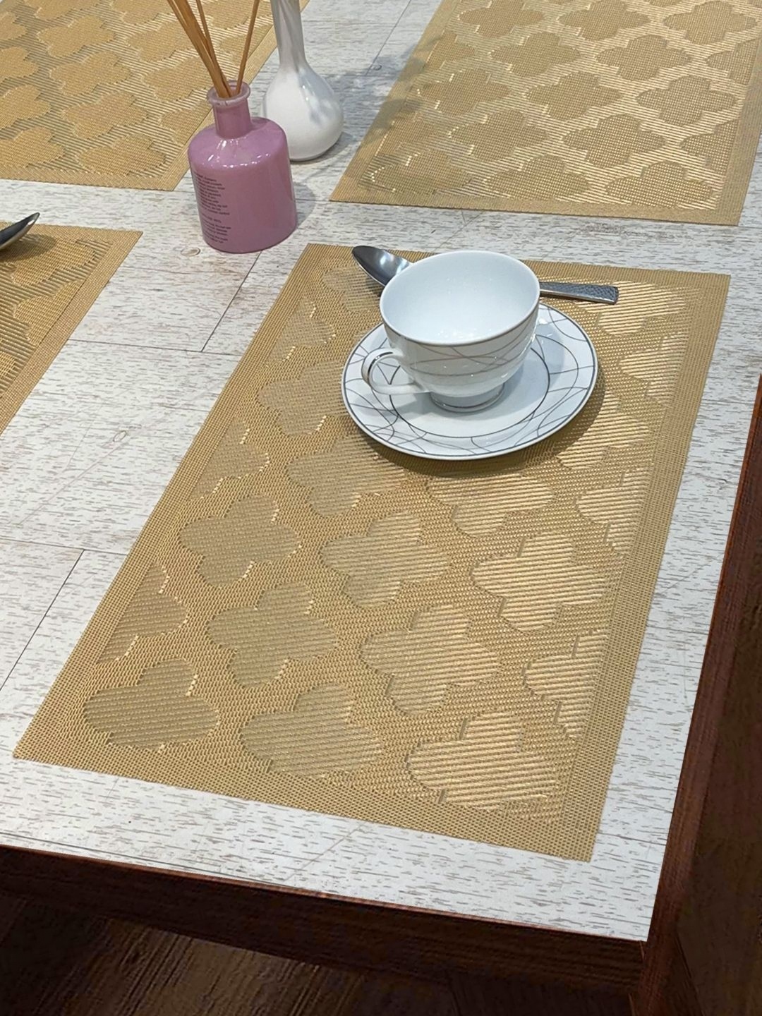 

BIANCA 6-Pcs Grey Textured Eco-Friendly Table Placemats, Beige