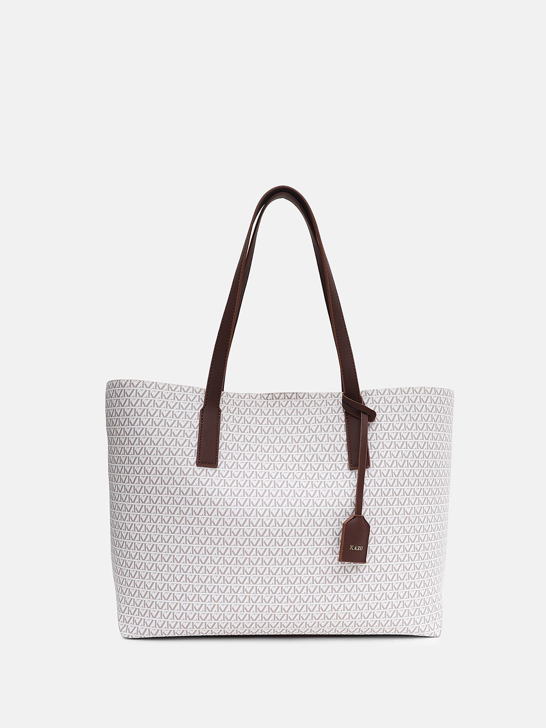 

Kazo Printed Structured Tote Bag with Quilted, Off white