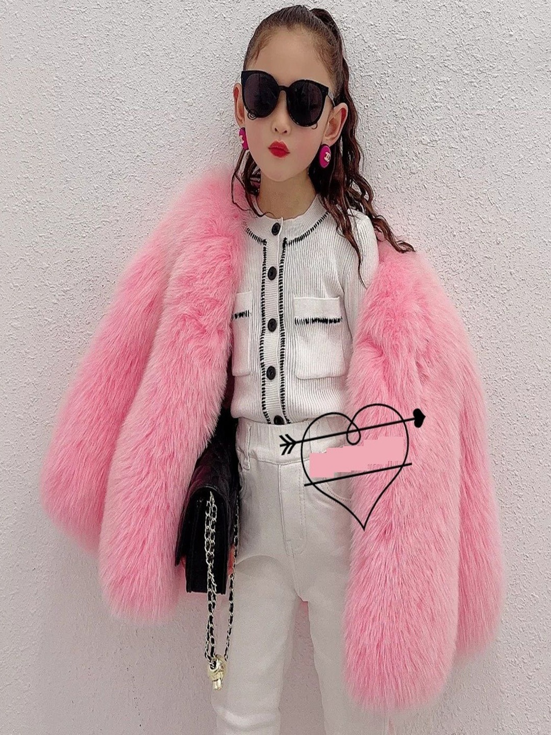 

Xsole Girls Collarless Single-Breasted Hip Length Overcoat, Pink