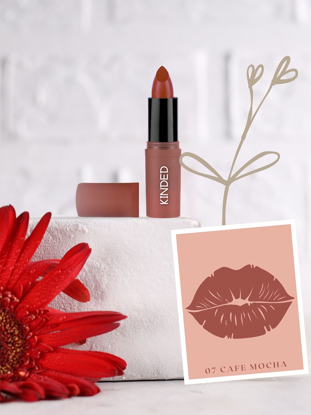 

KINDED Satin Saga Bullet Lipstick Creamy Satin Finish With Vitamin E- 3.8 g- Cafe Mocha 07, Brown