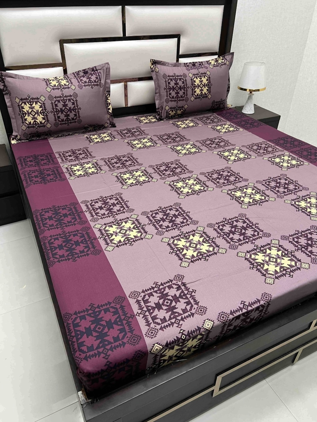 

Pure Decor Purple Ethnic Motifs 330 TC Pure Cotton Queen Bedsheet Set 2.28 m x 2.56 m