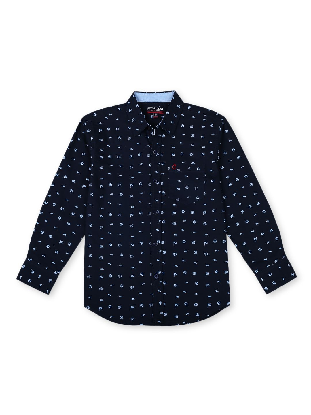 

Gini and Jony Boys Standard Opaque Printed Casual Shirt, Navy blue