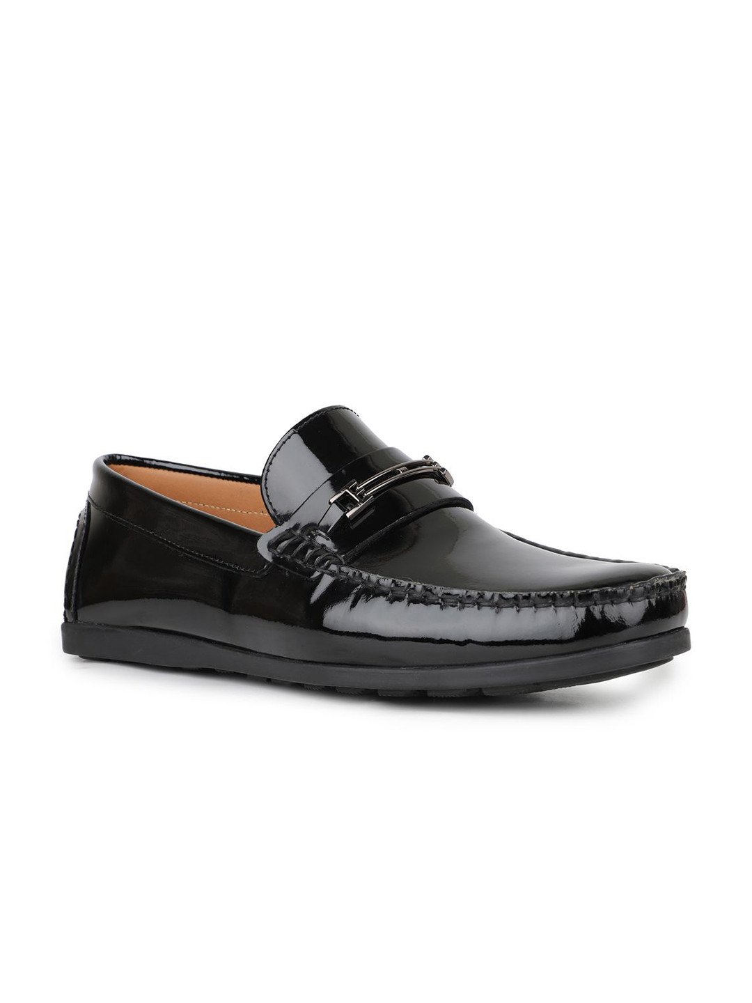 

ATESBER by Inc.5 Men Leather Slip-On Loafers, Black