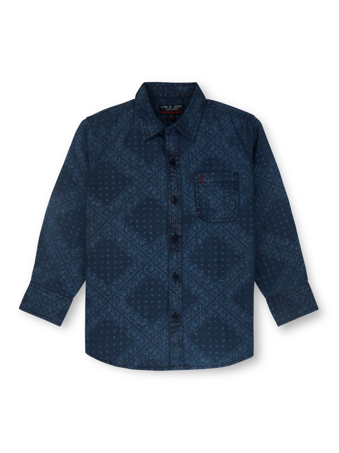 

Gini and Jony Boys Standard Opaque Printed Casual Shirt, Blue