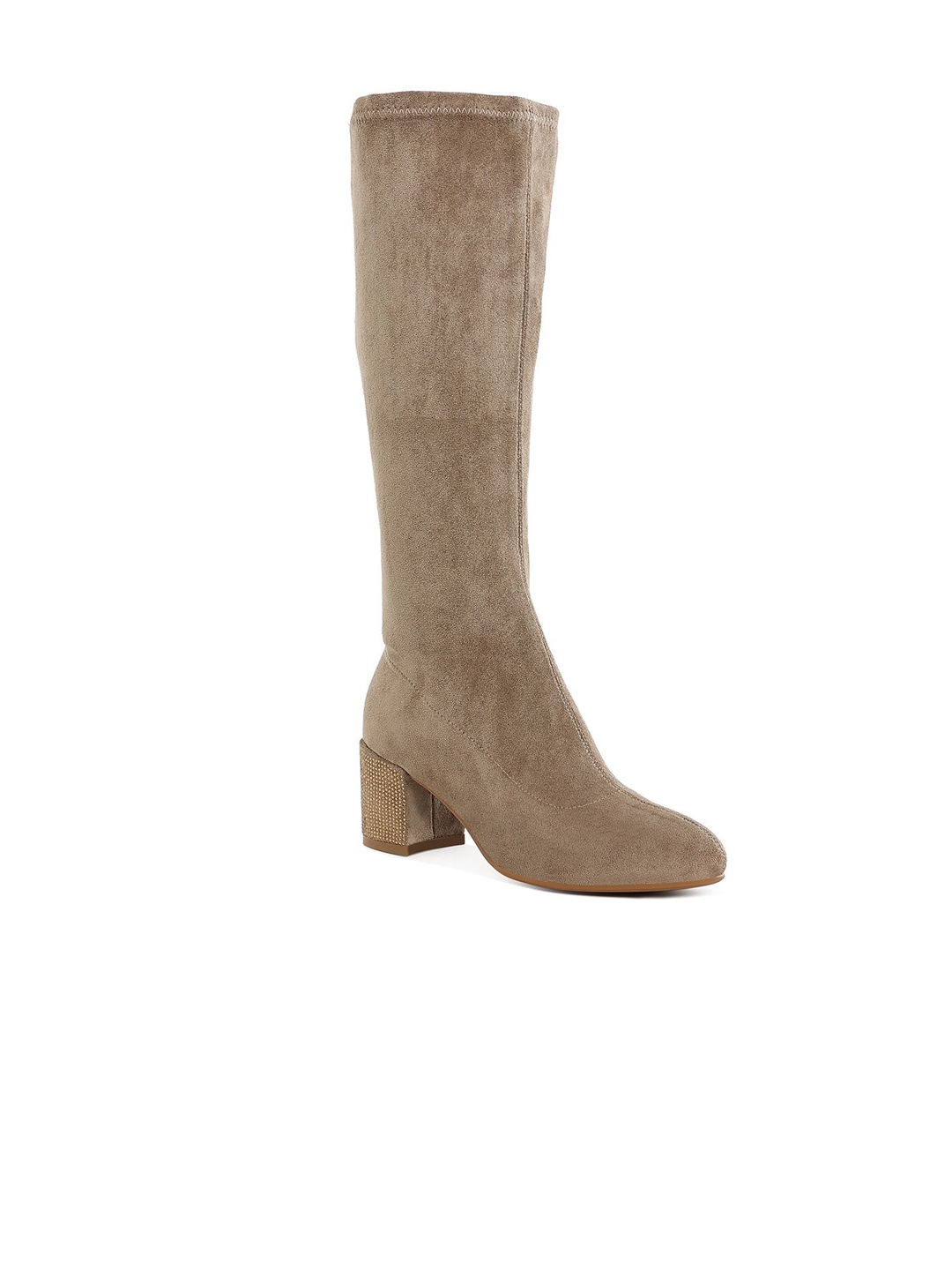 

RAG & CO Women Casual Block-Heeled Regular Boots, Taupe