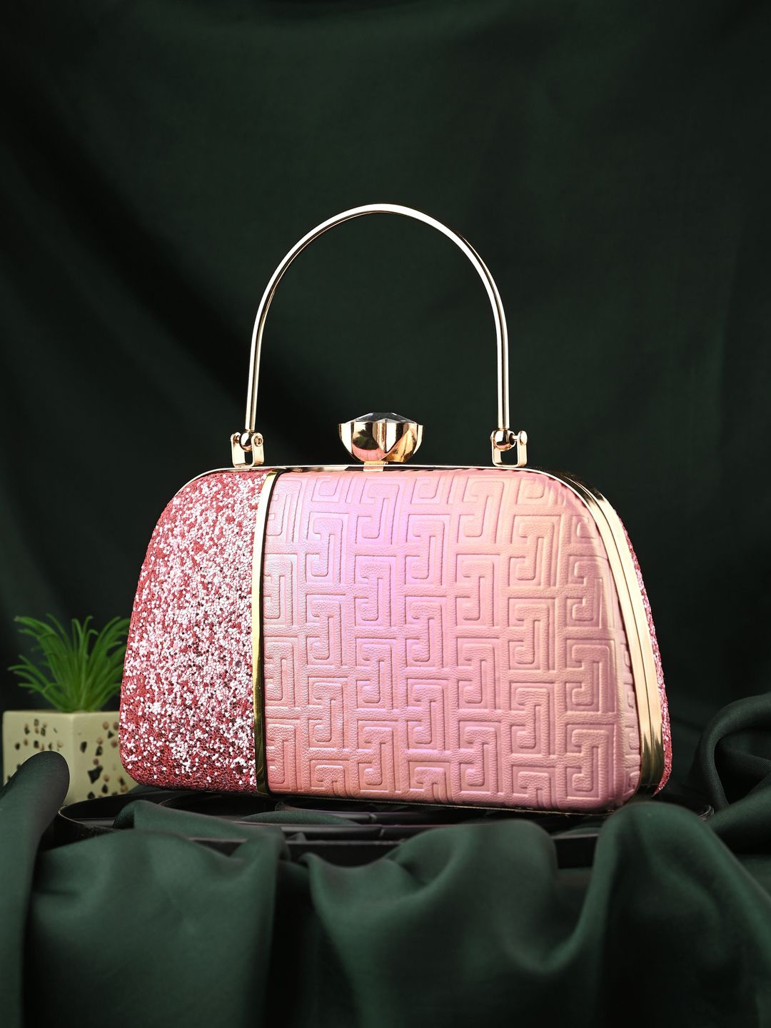

DressBerry Embellished Box Clutch, Pink