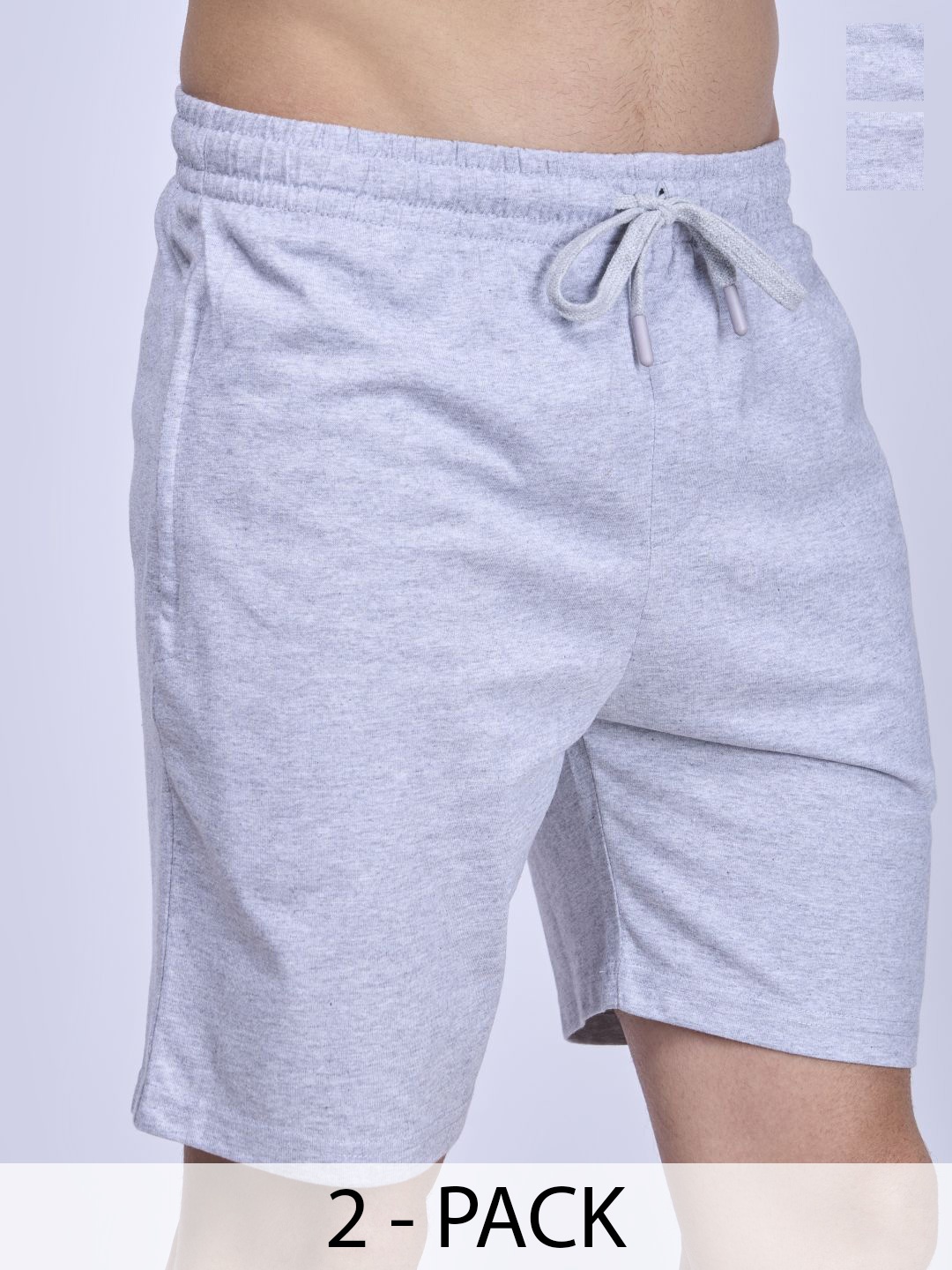 

Unibro Men Pack Of 2 Mid-Rise Cotton Shorts, Grey
