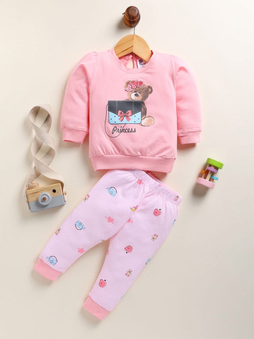 

Annie Girls Printed T-shirt with Pyjamas, Pink