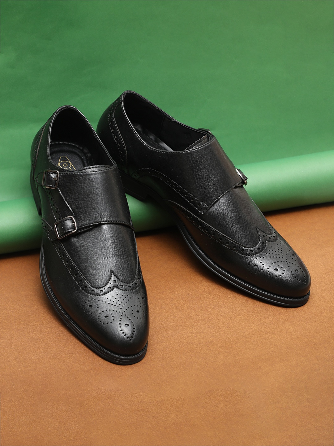 

V8 by Ruosh Men Formal Monk Shoes with Buckle, Black