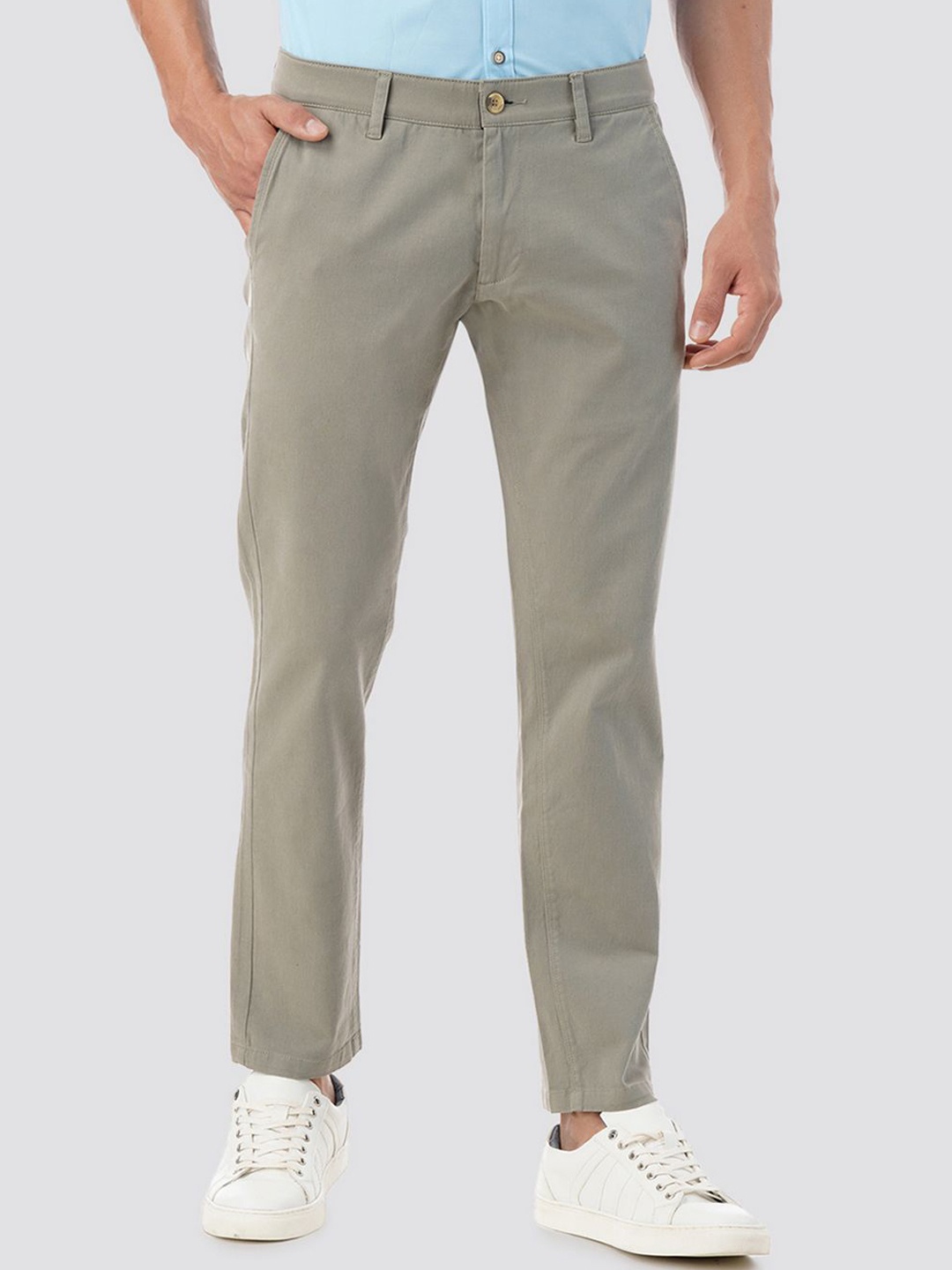 

FYLTR Men Straight Fit Mid-Rise Trousers, Green