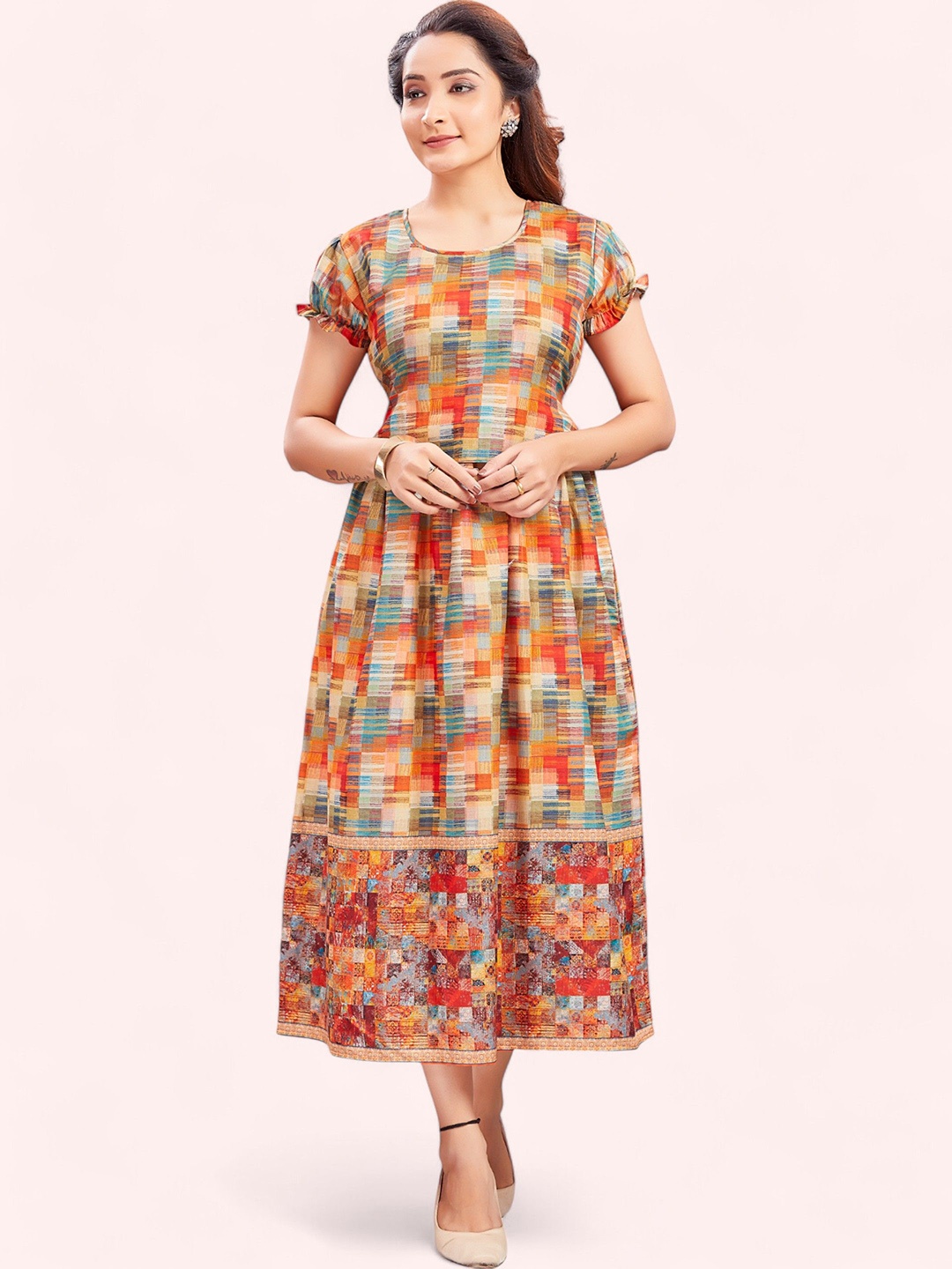

RITIJYA Women Floral Printed Floral Maternity Anarkali Kurta, Red