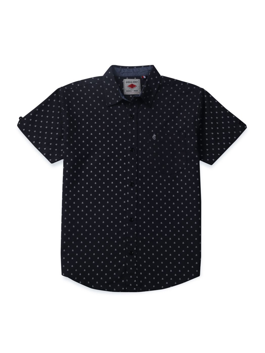 

Gini and Jony Boys Standard Opaque Printed Casual Shirt, Black