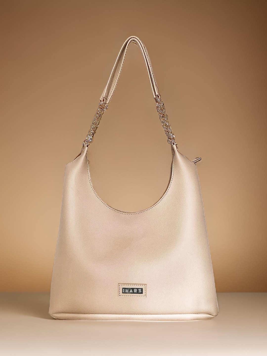 

IMARS Textured Structured Hobo Bag, Beige