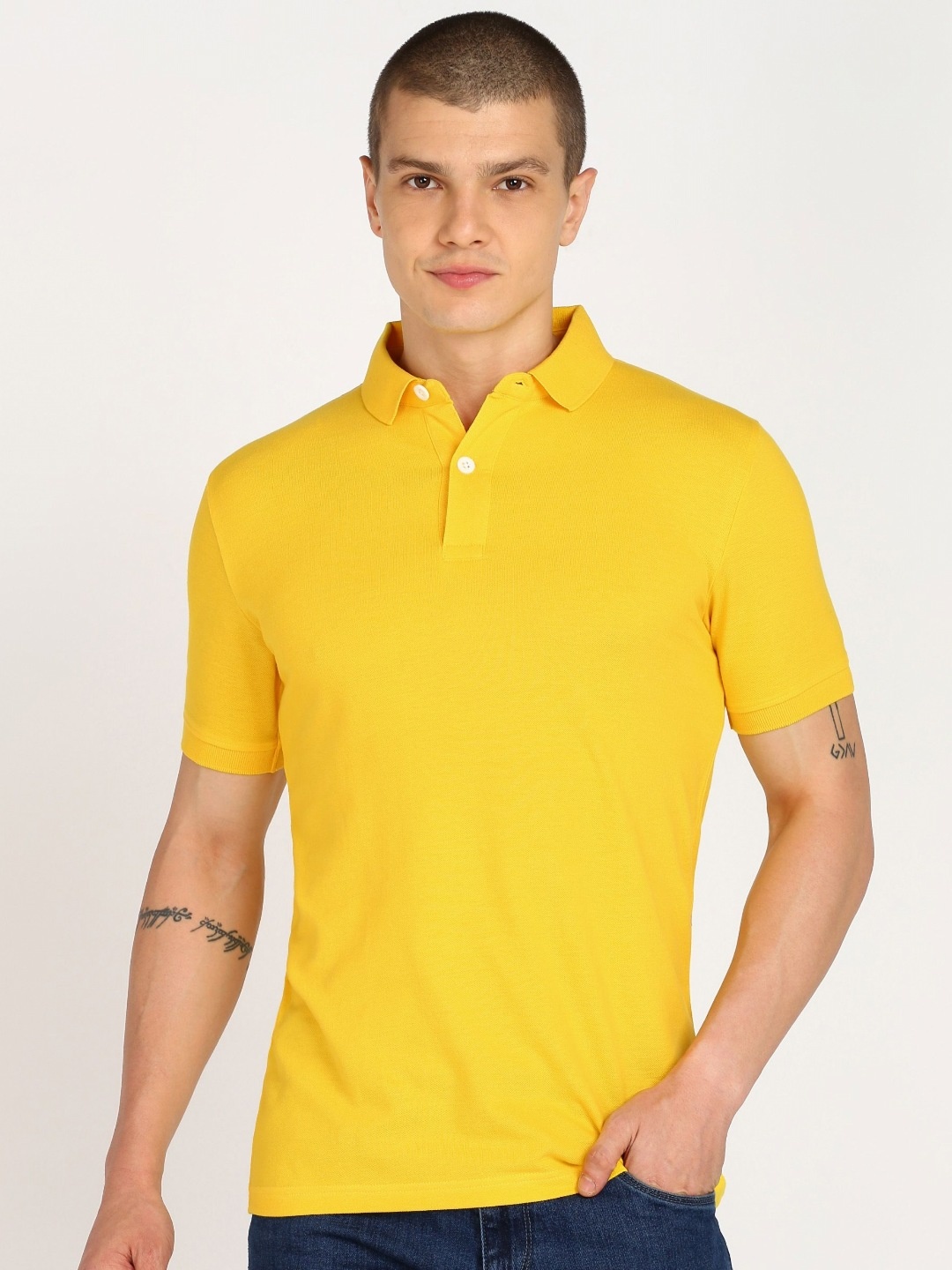 

Provogue Men Polo Collar Slim Fit T-shirt, Yellow