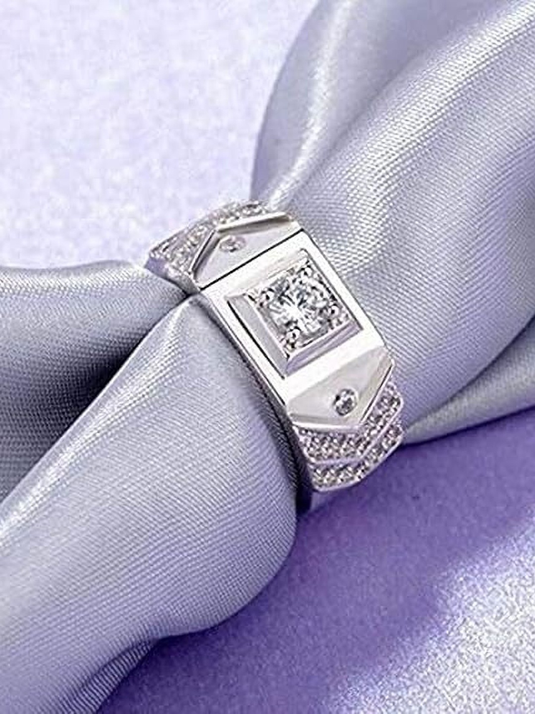 

Lila Silver-Plated AD Stone-Studded Adjustable Finger Ring