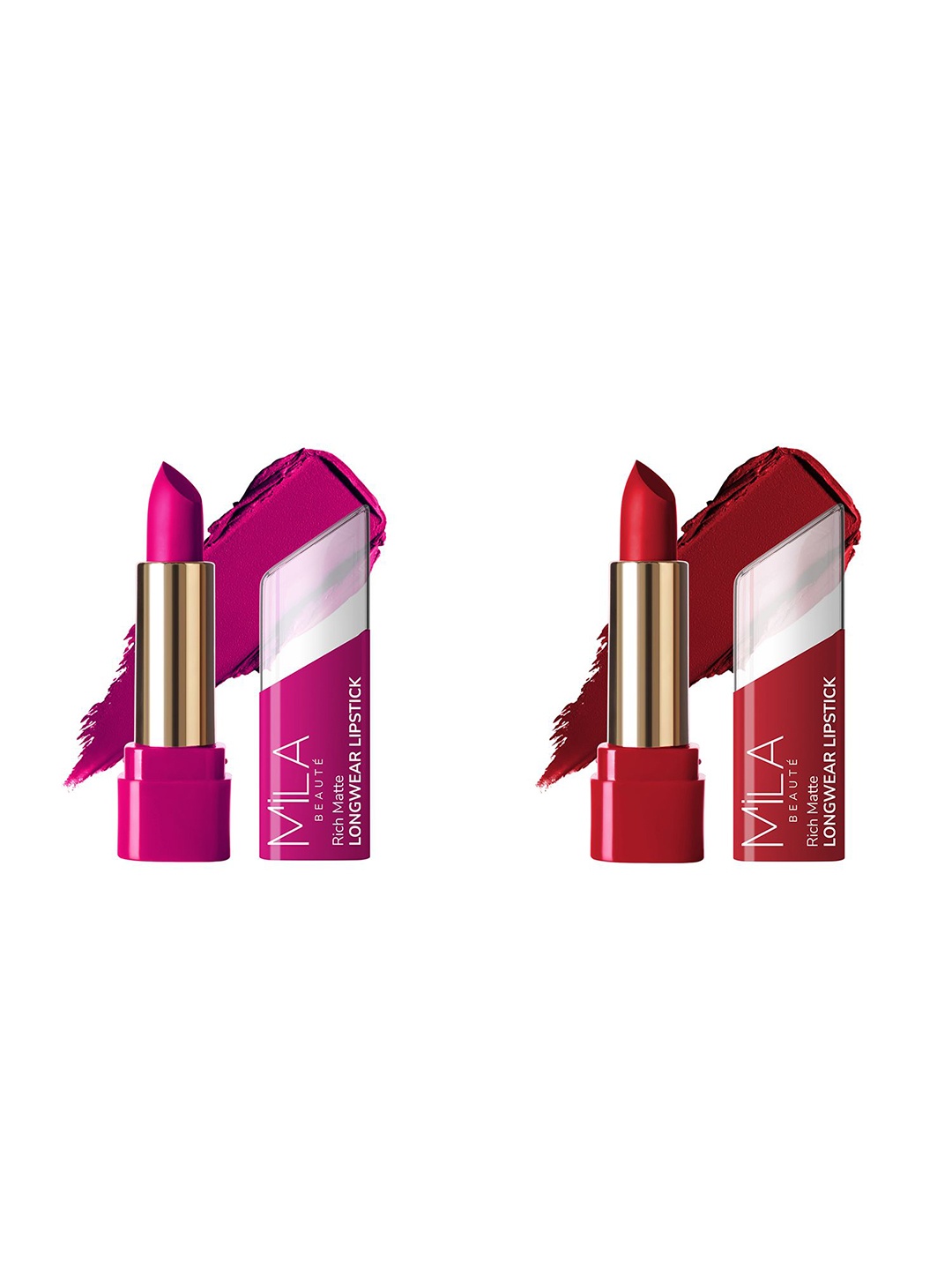 

MILA BEAUTE Set Of 2 Rich Matte Long Wear Lipsticks - 4.2 g Each - 614 - 615, Multi