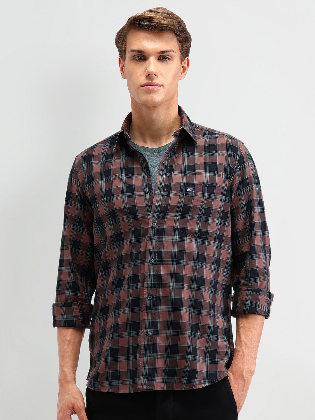 

Arrow Sport Men Slim Fit Buffalo Checks Opaque Checked Casual Shirt, Brown