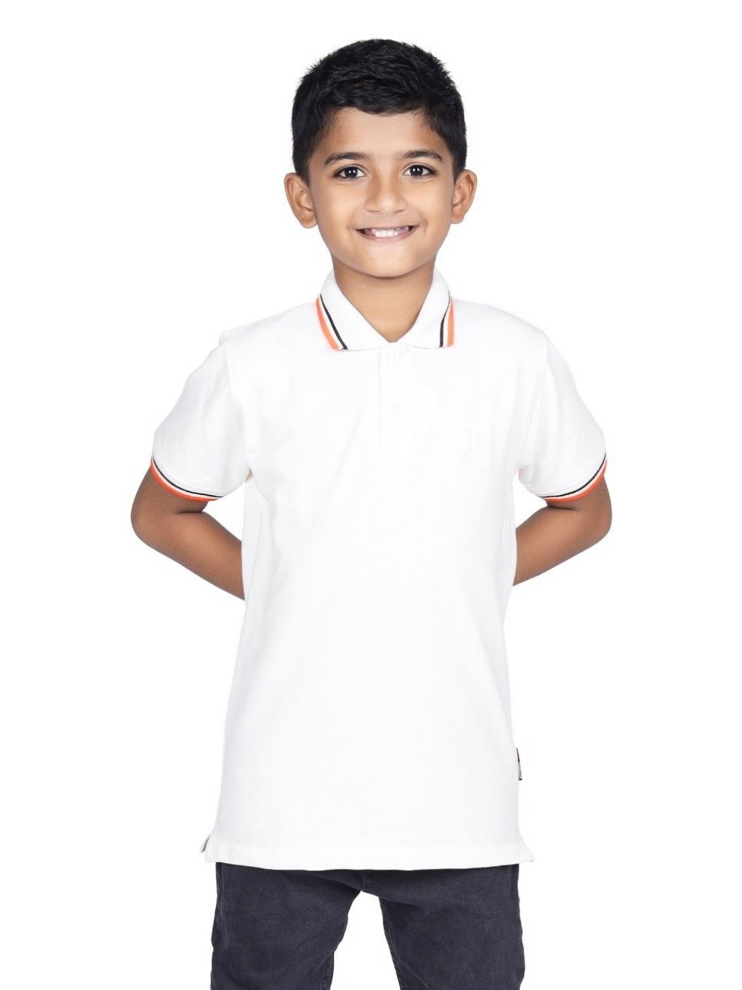 

CRAZYPENGUIN ELITE Boys Polo Collar Applique T-shirt, White