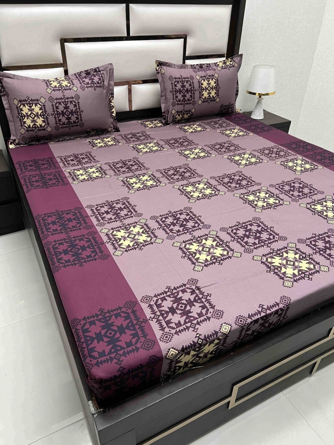 

Pure Decor Passion Fur Purple Printed 230 TC Pure Cotton Queen Bedsheet Set 2.26m x 2.55m