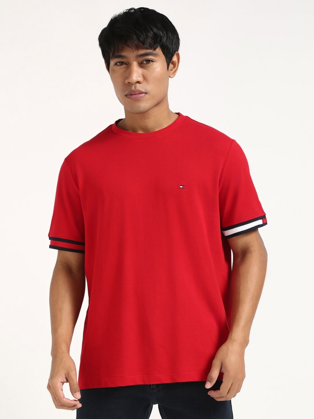 

Tommy Hilfiger Men Solid Round Neck Cotton T-shirt, Red