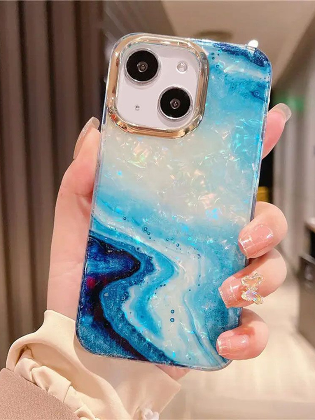 

Luxury Kase Solid Printed iPhone 14 Back Case Mobile Accessories, Blue