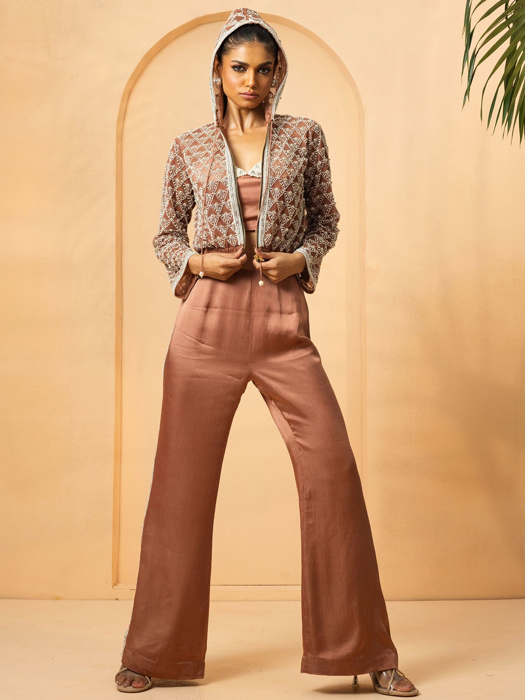 

Quench A Thirst Embroidered Top with Trouser and Jacket, Rose gold