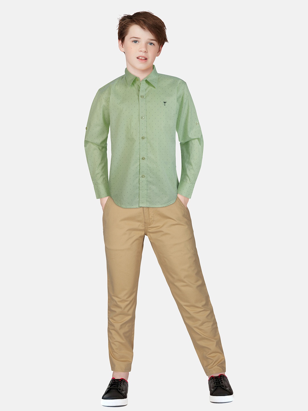 

Palm Tree Boys Standard Opaque Printed Casual Shirt, Green